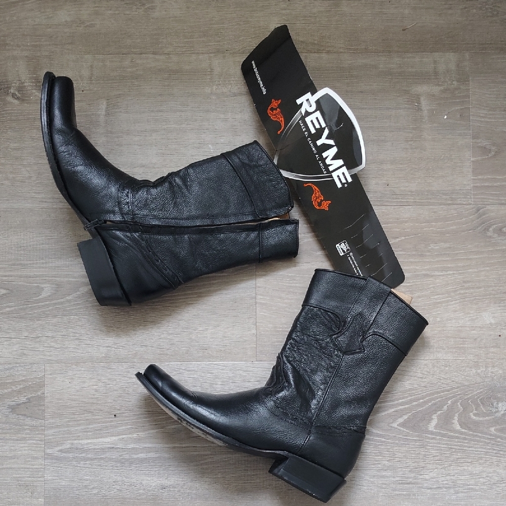 Reyme Black Leather Men's Western Boots